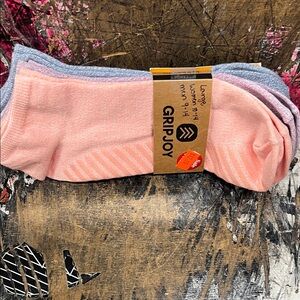 Women's Pink, Purple, and Blue Ankle Grip Socks